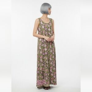 J. Jill Dress Maxi Green Floral Boho Cottage M